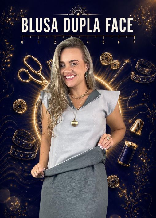Adriana Póe vestindo a Blusa Dupla Face